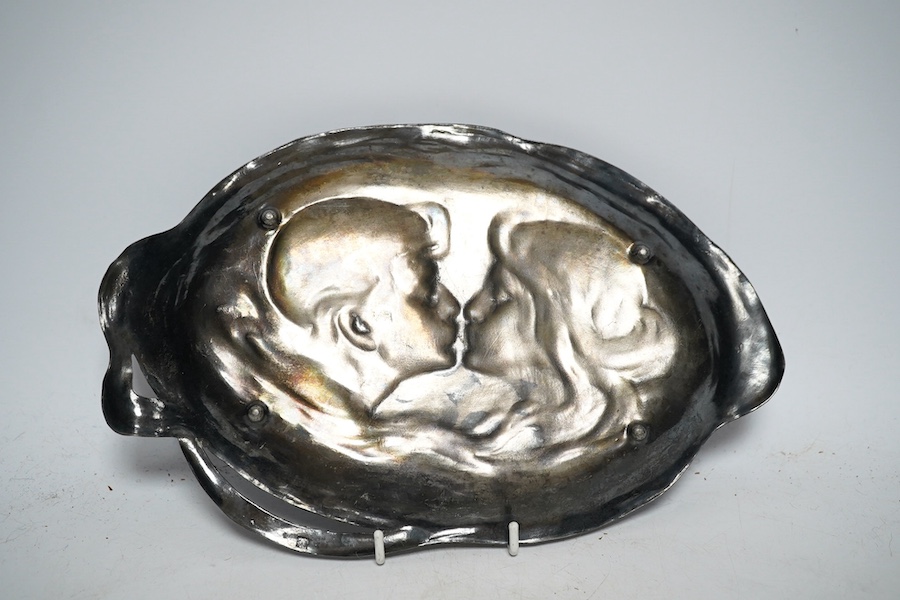 A WMF pewter figural dish, 28cm. Condition - fair to good